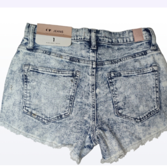 CP Jeans High-Rise/Short Acid Washed Denim Jean Shorts with Frayed Hem Size 1 - Picture 3 of 5